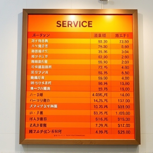 Price Board,Service Menu