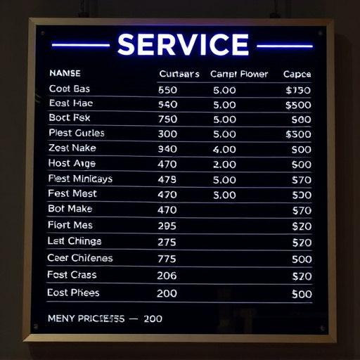 Price Board,Service Menu