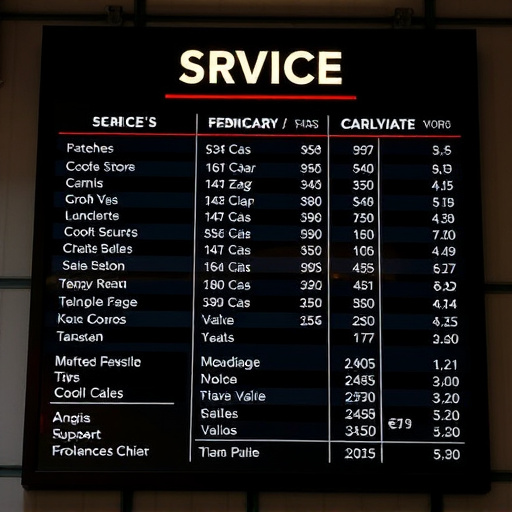 Price Board,Service Menu