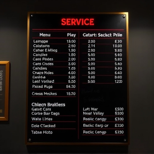 Price Board,Service Menu