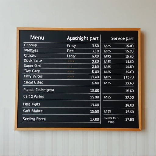 Price Board,Service Menu