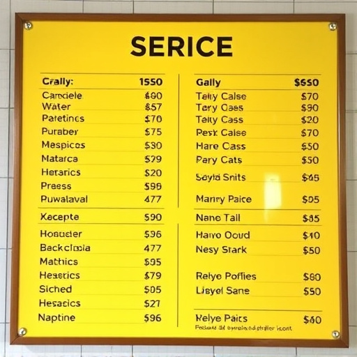 Price Board,Service Menu