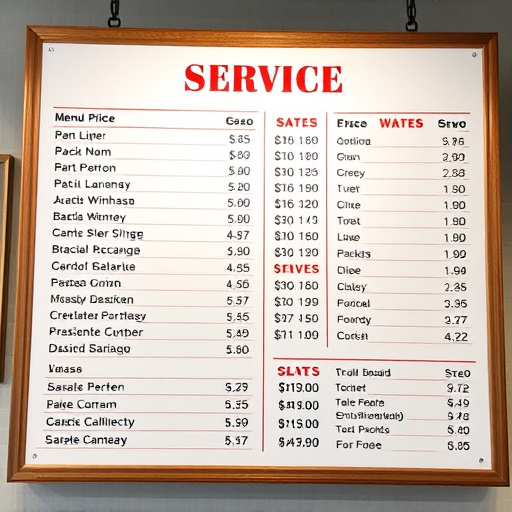 Price Board,Service Menu