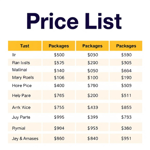 Price List,Package Deals
