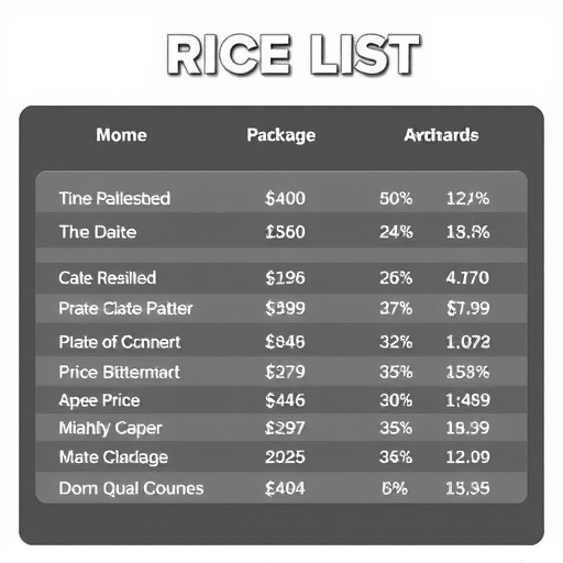 Price List,Package Deals