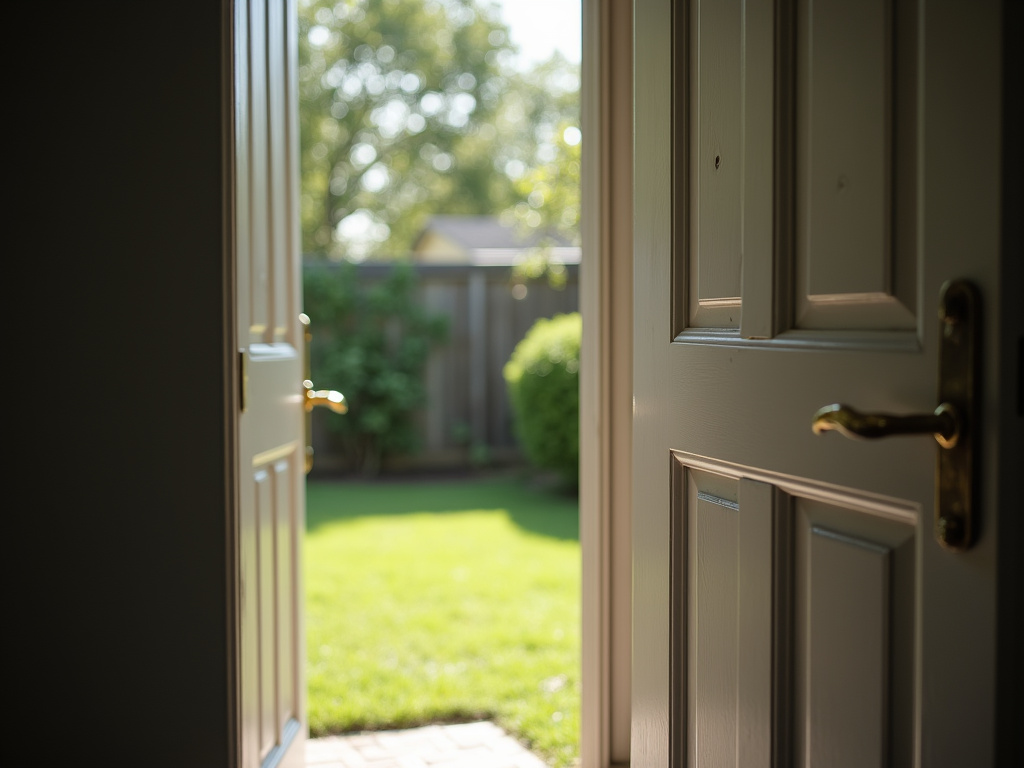 Backyard doorway view — impact french doors boynton beach fl