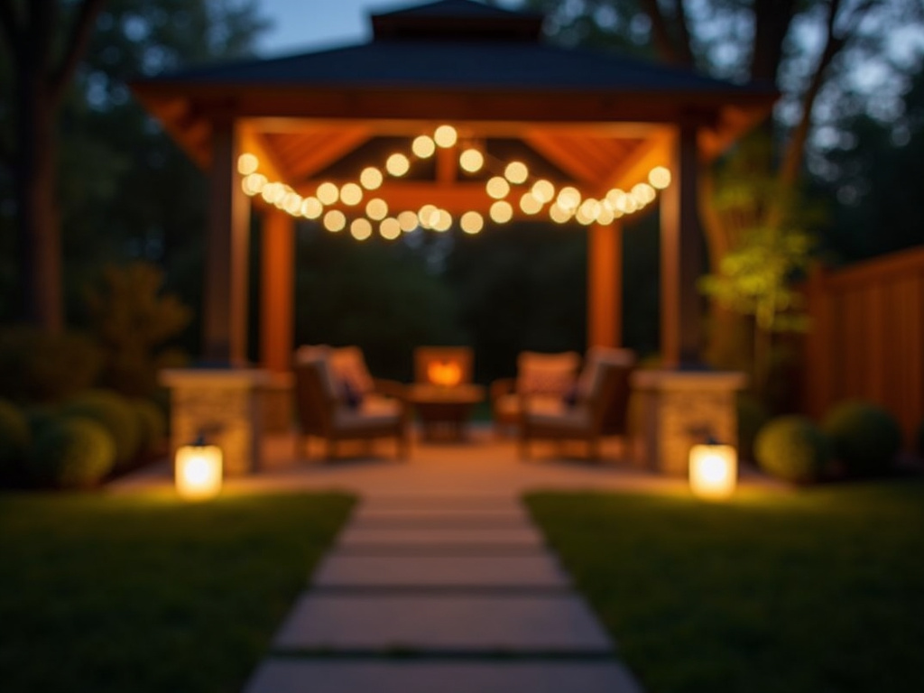 Backyard patio lighting — all-in-one solar lights