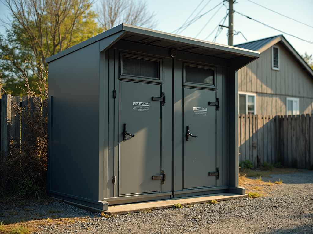 Battery bank shed — off-grid infrastructure lighting