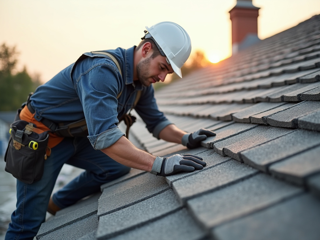 Contractor inspecting roof — roof repair dacula ga