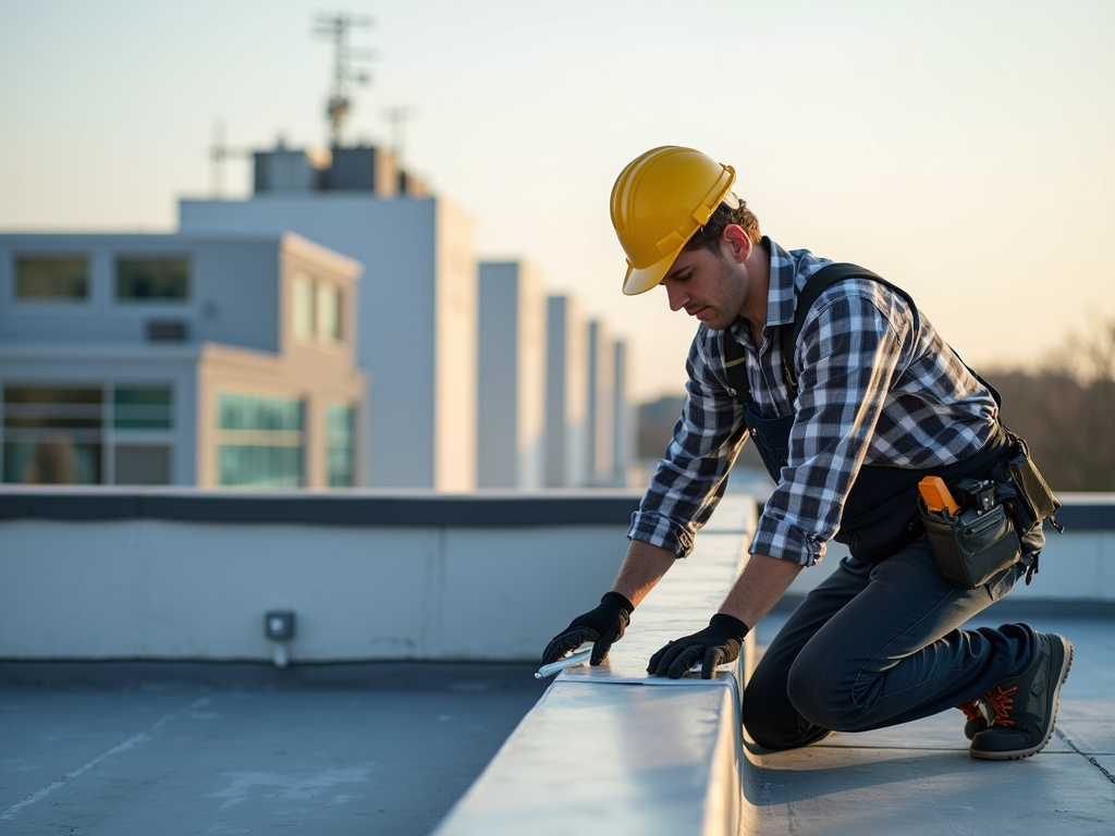 Contractor on rooftop — roofing dacula ga