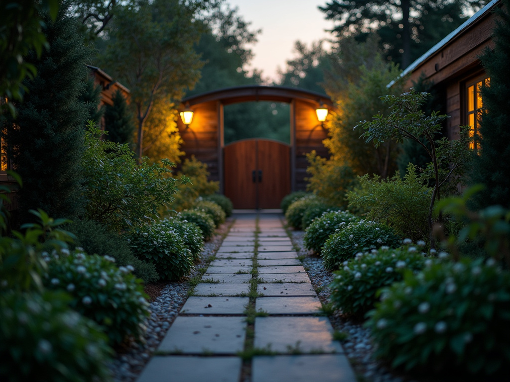 Dusk garden pathway — solar monument light