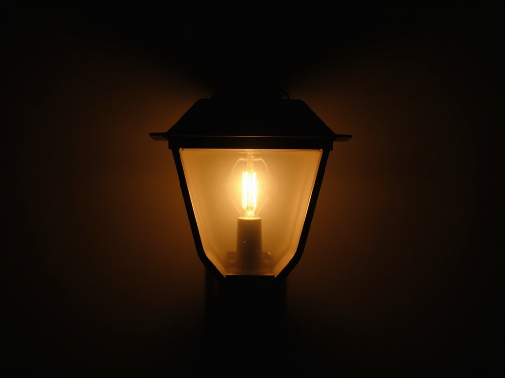 Flickering porch light — off-grid infrastructure lighting