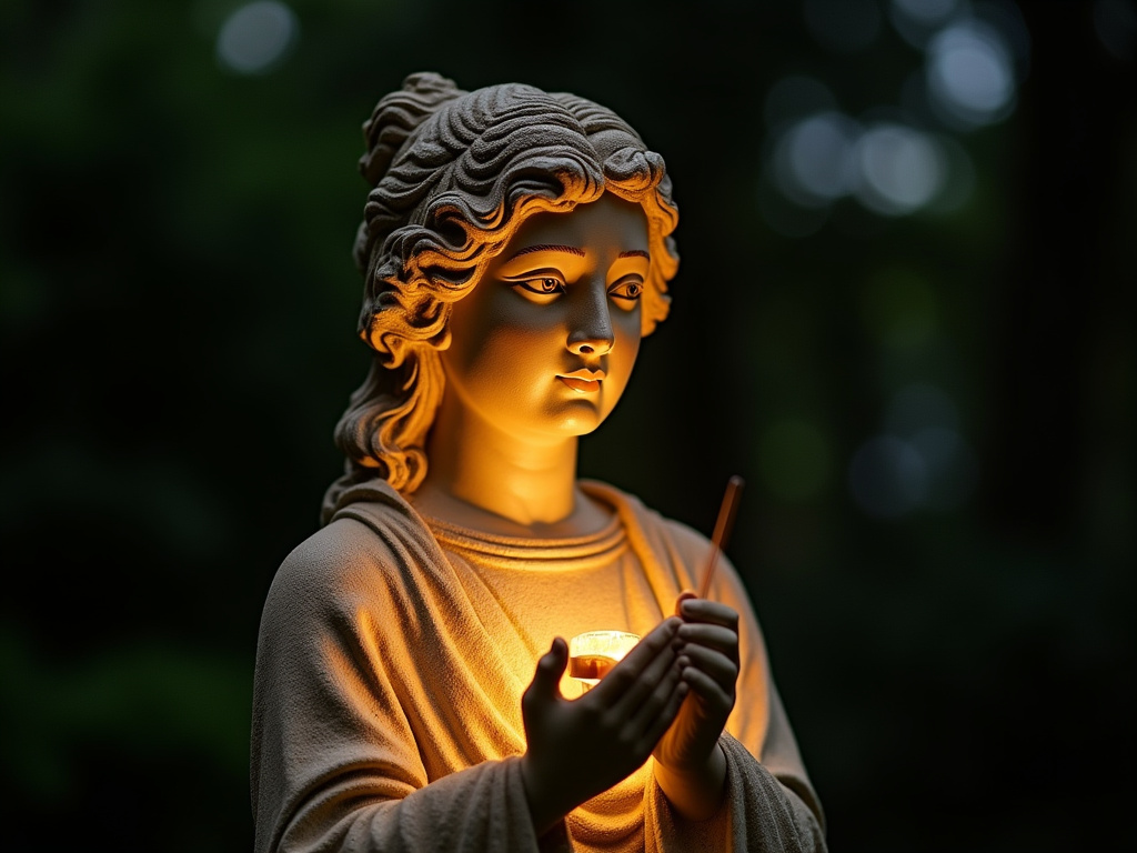 Illuminated garden statue — solar monument light