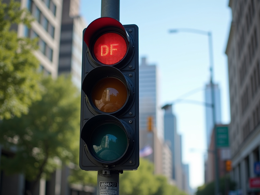 Intersection with stoplight — solar traffic light