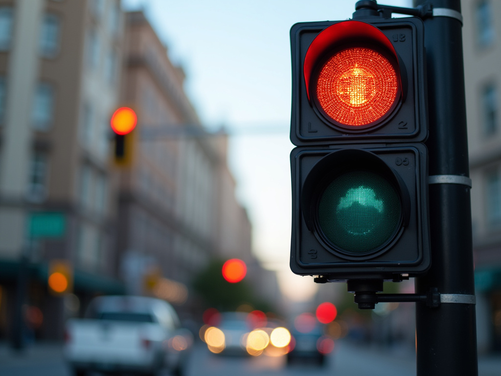 Intersection with stoplight — solar traffic light