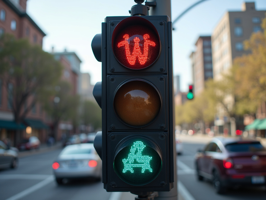 Intersection with stoplight — solar traffic light