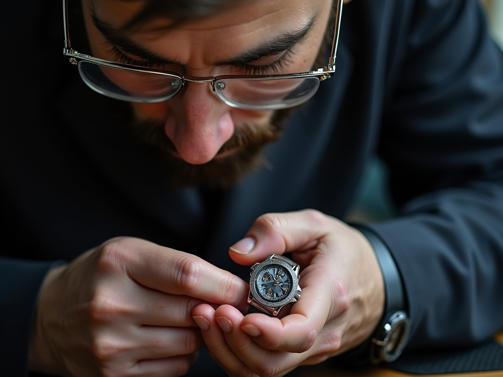 Jeweler examining timepiece — iwc schaffhausen watches