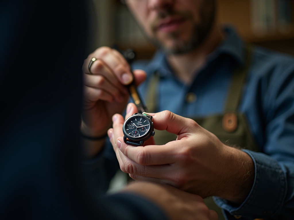 Jeweler examining watch — tag heuer watches