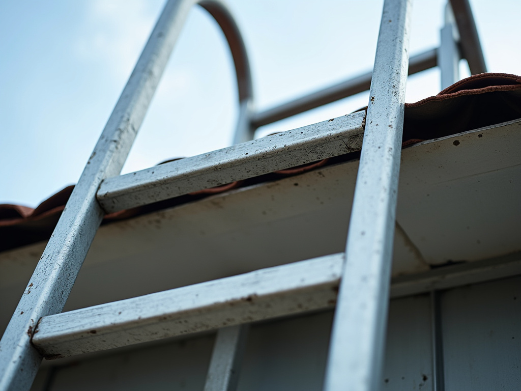 Ladder on roof — roofing dacula ga