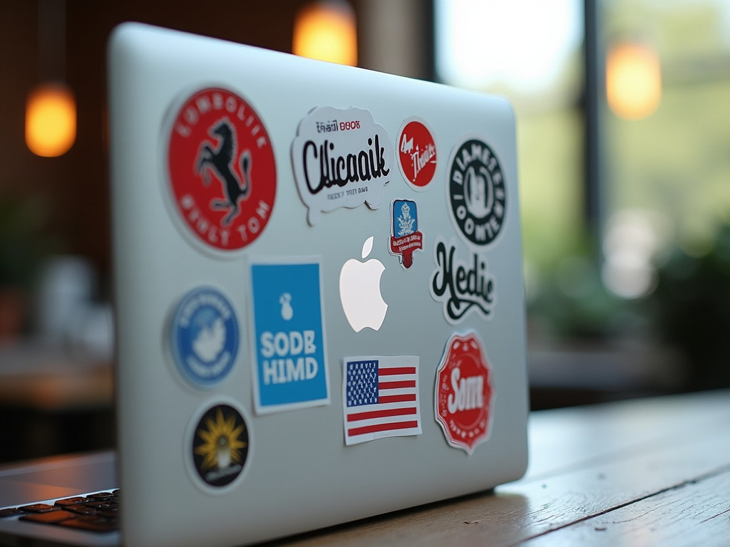 Laptop with stickers — uv dtf eazysticker gang sheet