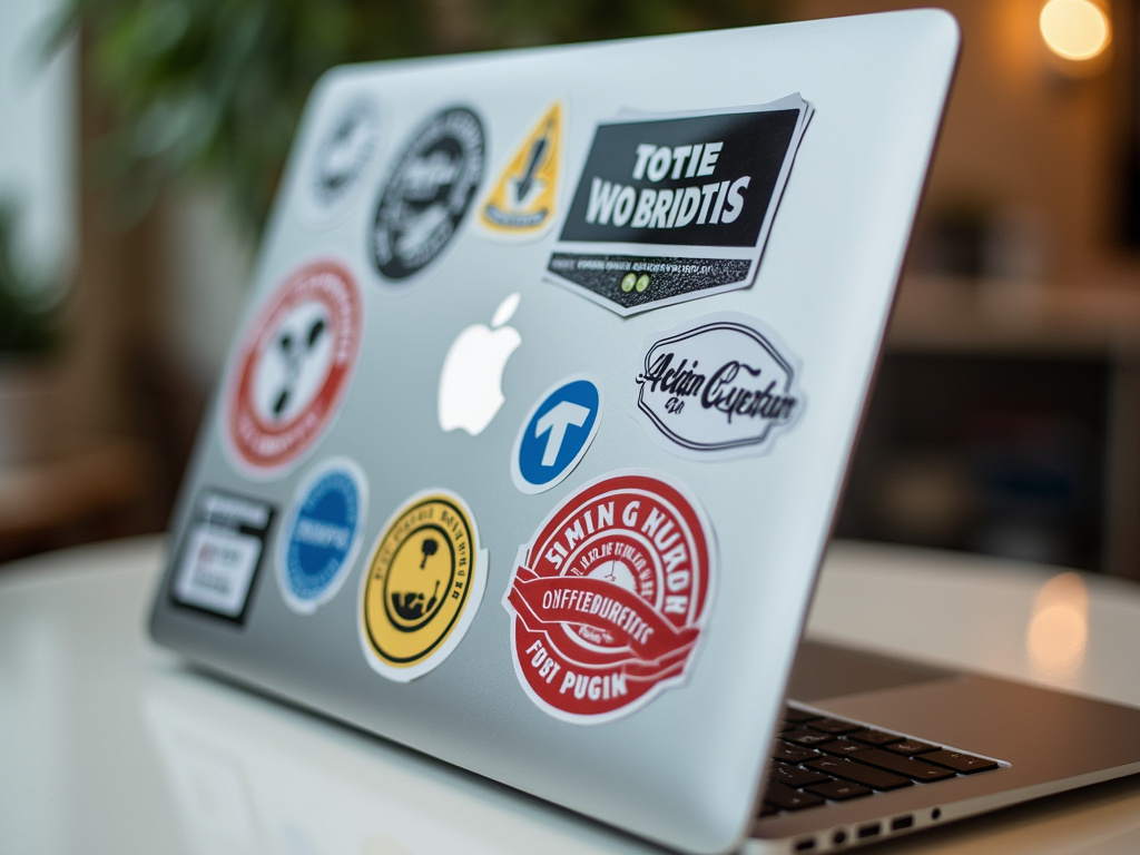 Laptop with stickers — uv dtf eazysticker gang sheet