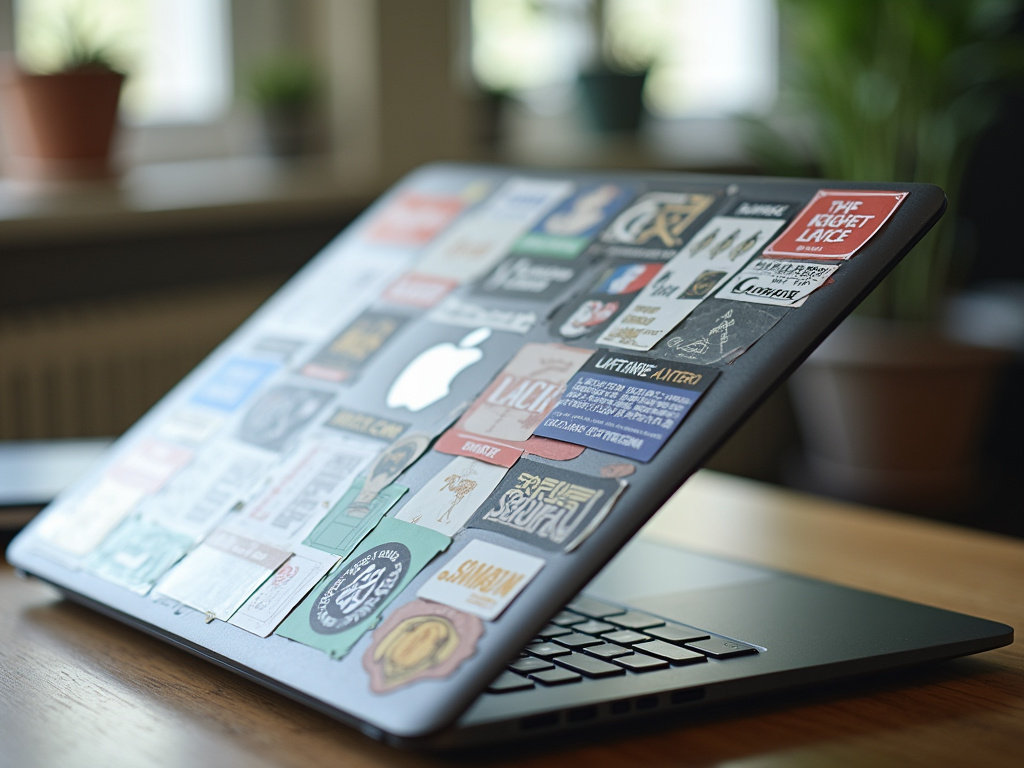 Laptop with stickers — uv dtf eazysticker gang sheet