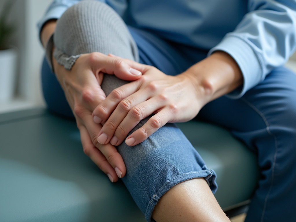 Patient knee treatment — cold laser therapy austin