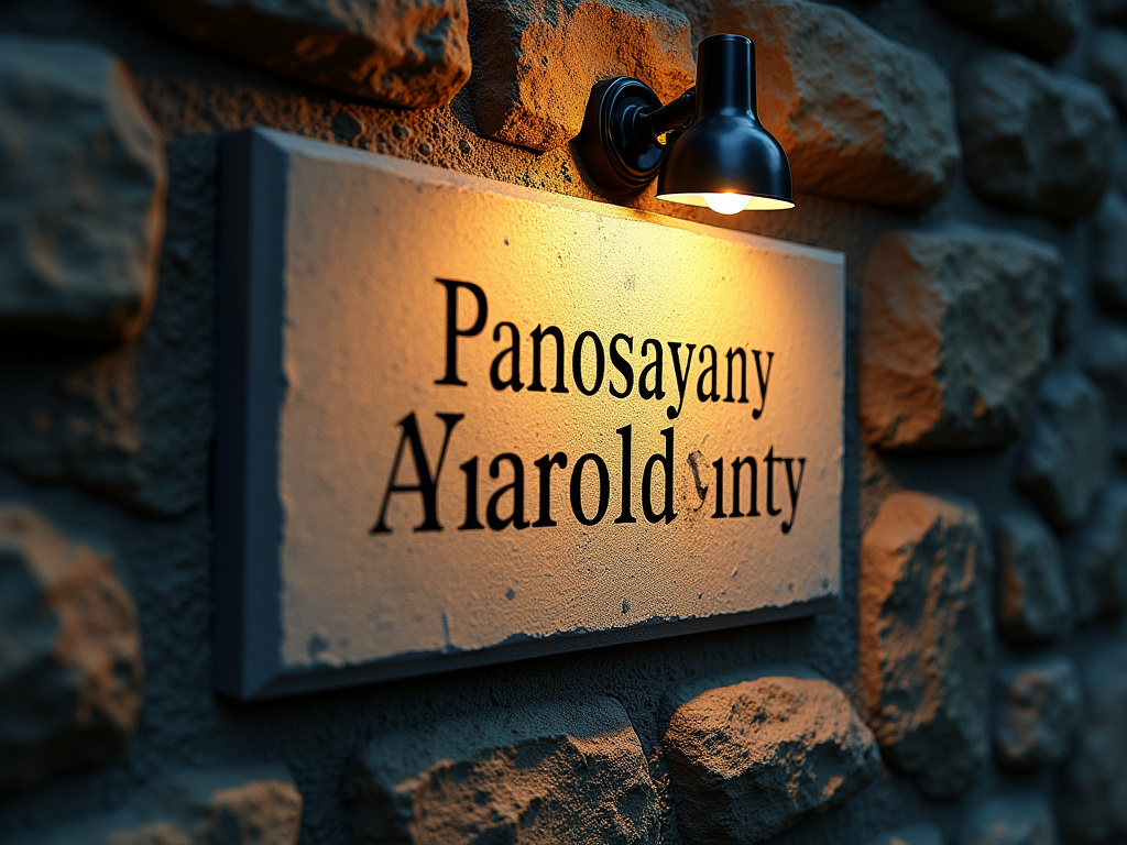 Stone plaque illuminated — solar monument light