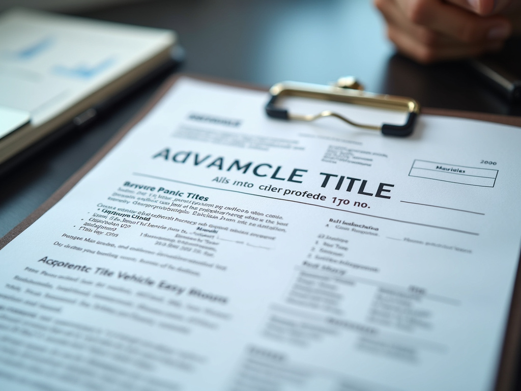 Vehicle title document — car title loans