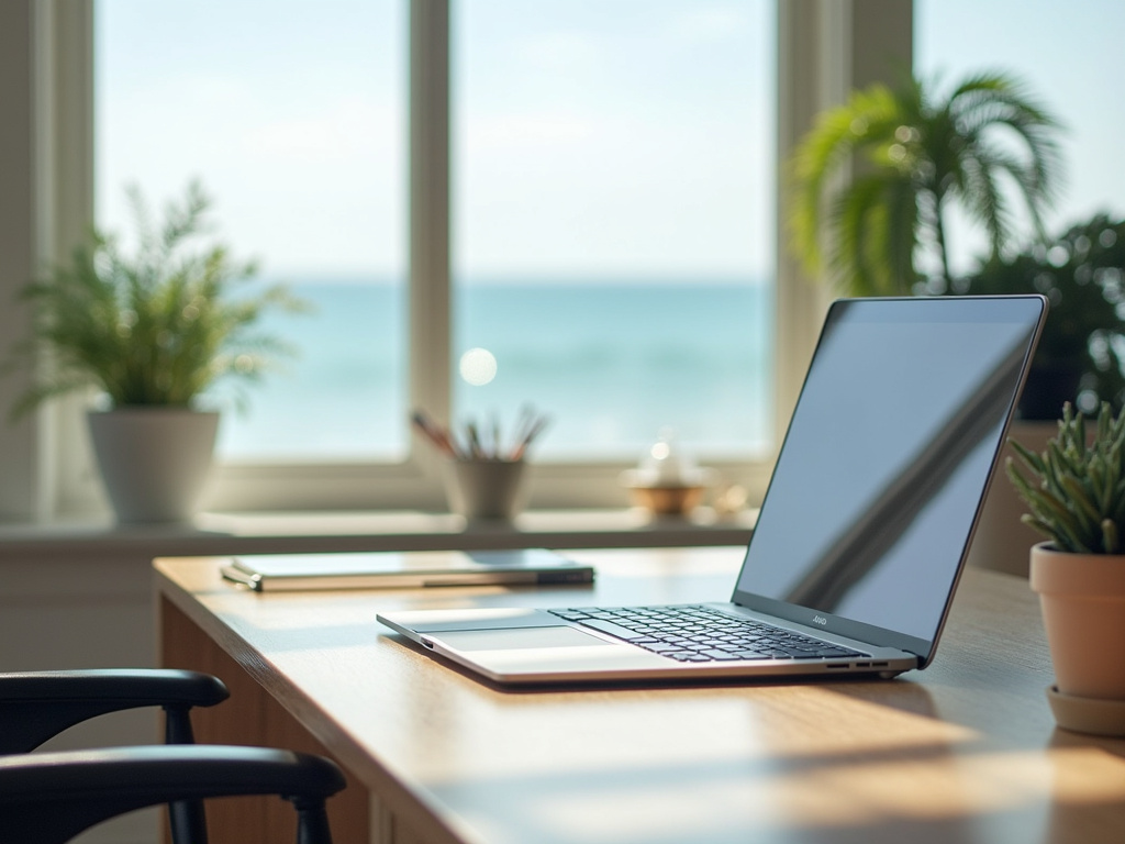 Beachfront office desk — SEO agency Miami Beach