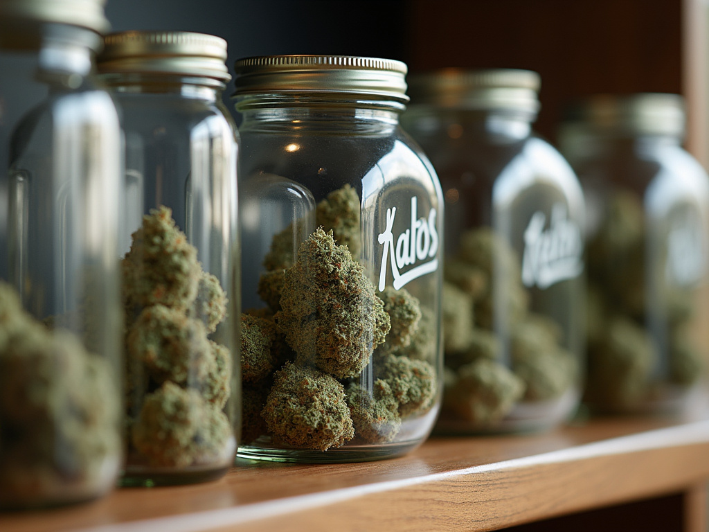 Cannabis jar display — cannabis dispensary Ellsworth Maine