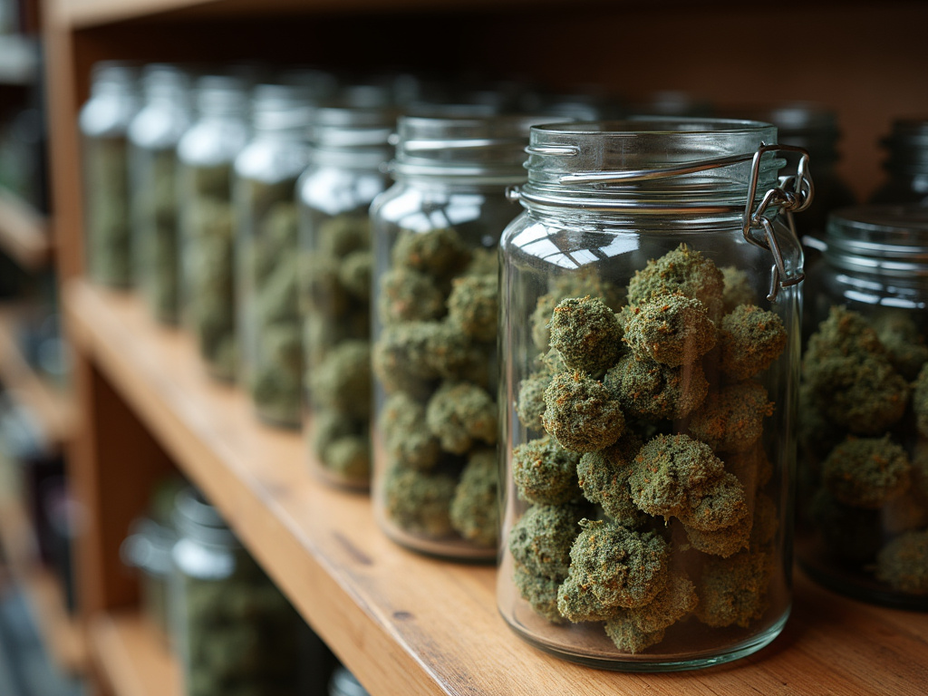 Cannabis jar display — cannabis dispensary near UMaine Orono