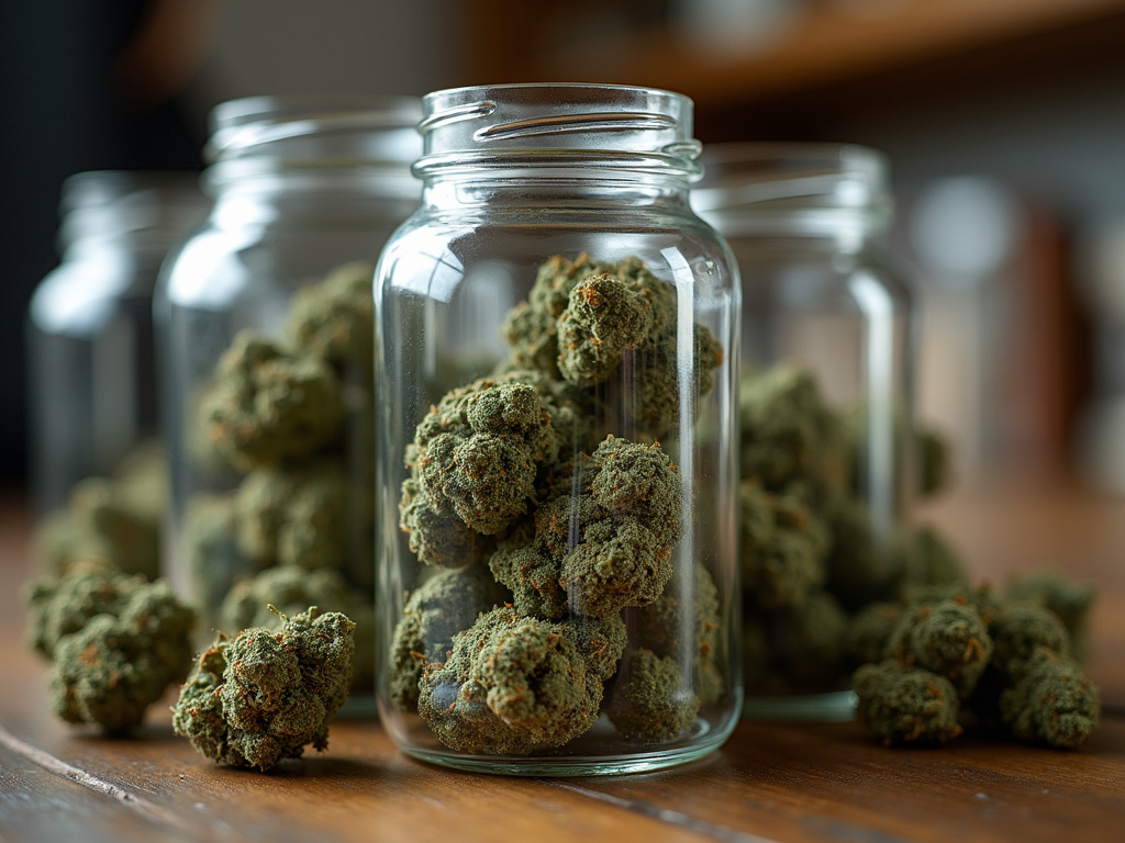 Cannabis jars — cannabis dispensary Bradley Maine