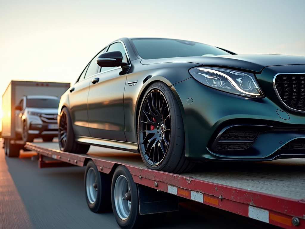 Car on trailer — car shipping Massachusetts