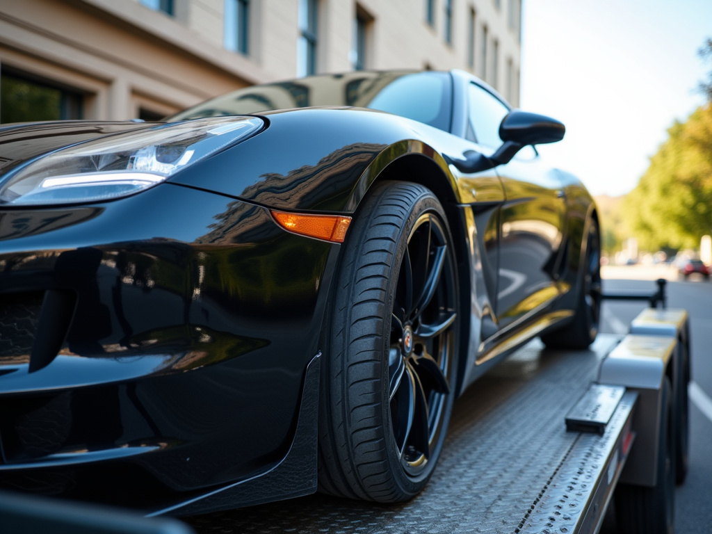 Car on trailer — car shipping Massachusetts
