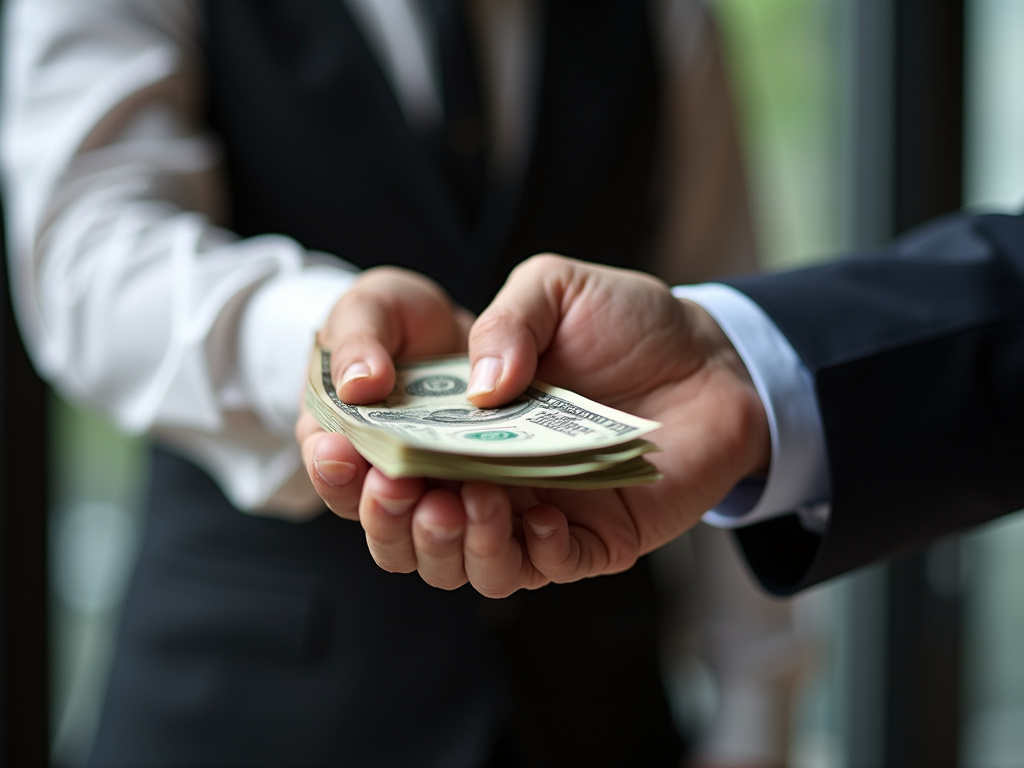 Cash handoff — car title loans