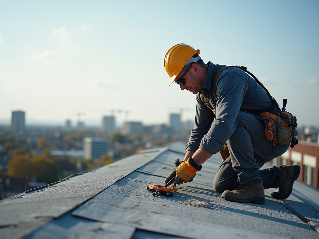 Contractor on rooftop — roofing dacula ga