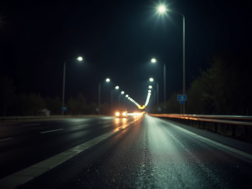 Illuminated roadway night — solar street lights