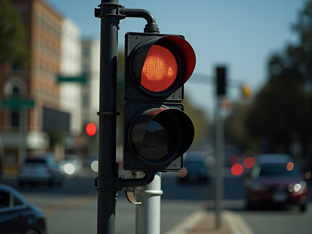 Intersection with stoplight — solar traffic light