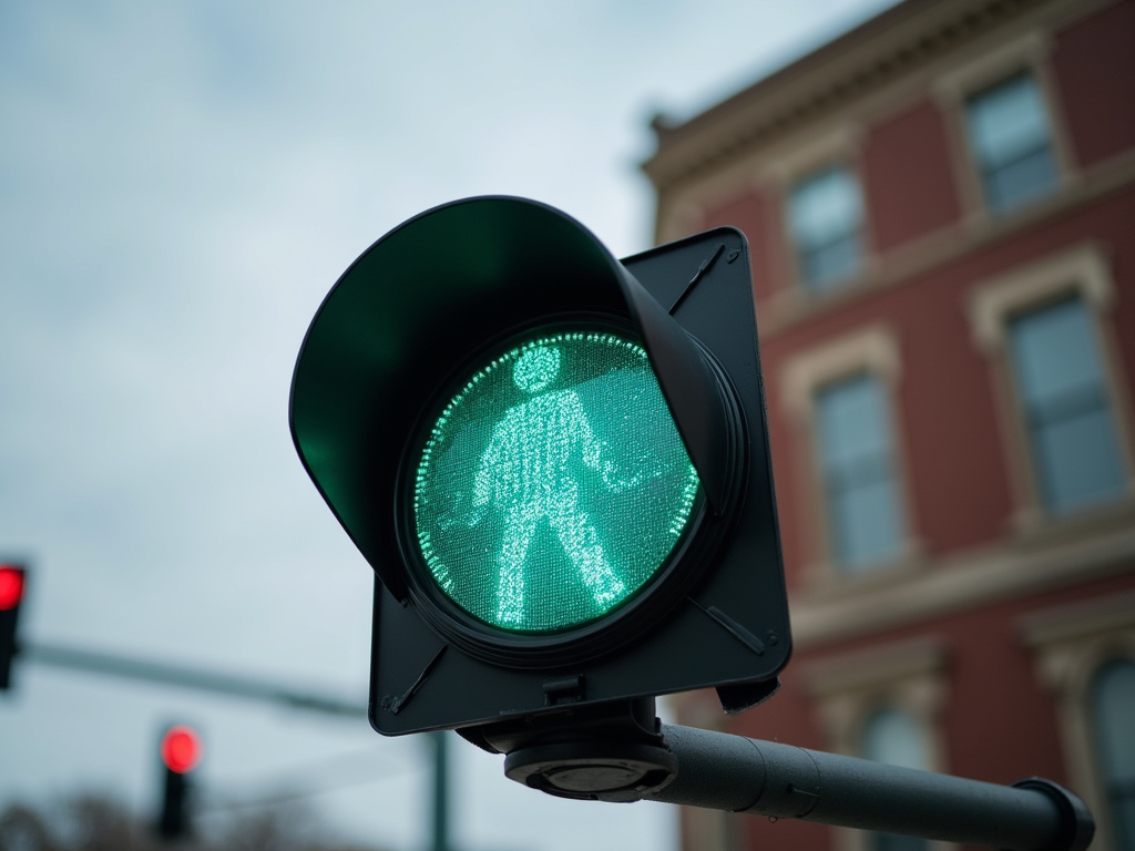 Intersection with stoplight — solar traffic light