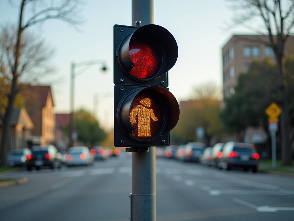 Intersection with stoplight — solar traffic light