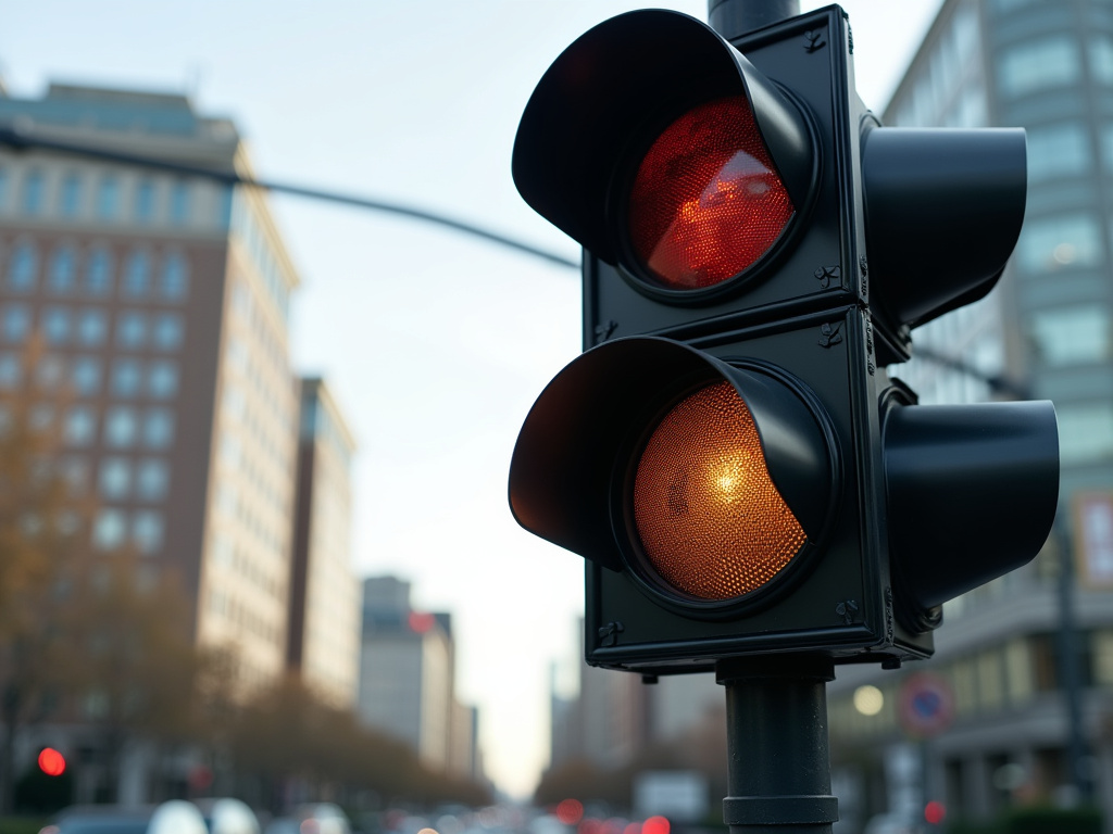 Intersection with stoplight — solar traffic light