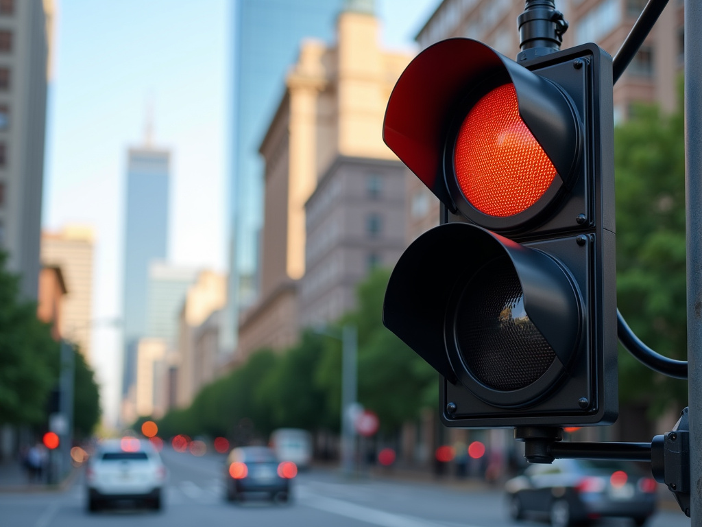 Intersection with stoplight — solar traffic light