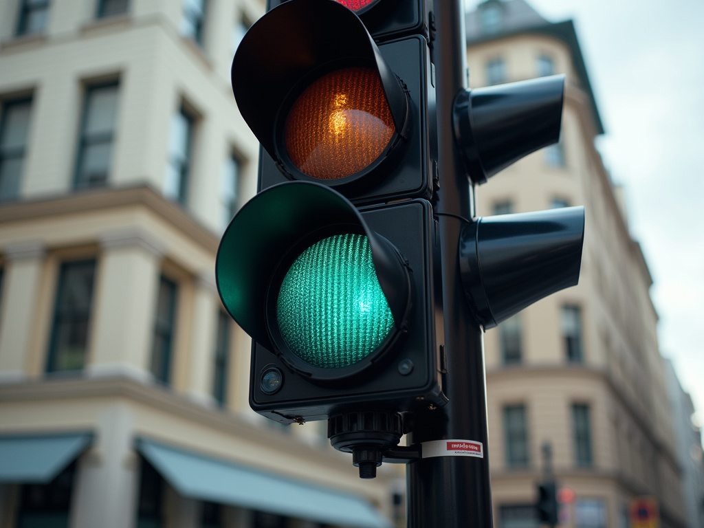 Intersection with stoplight — solar traffic light