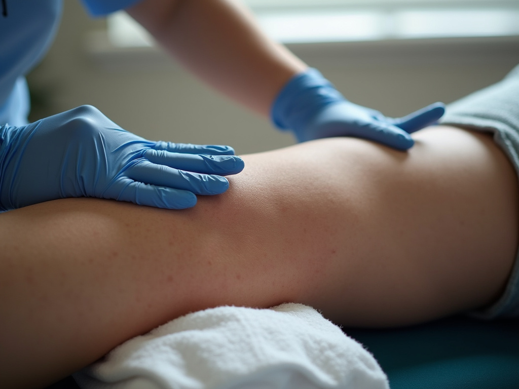 Knee treatment session — cold laser therapy austin