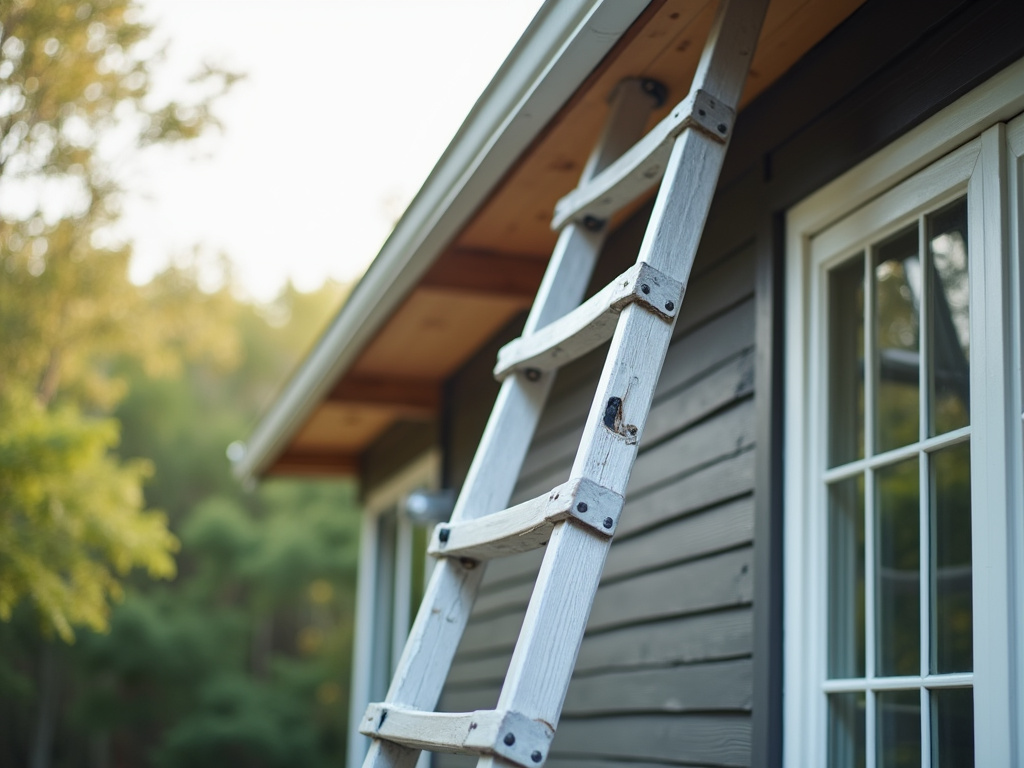 Ladder against house — roof repair dacula ga