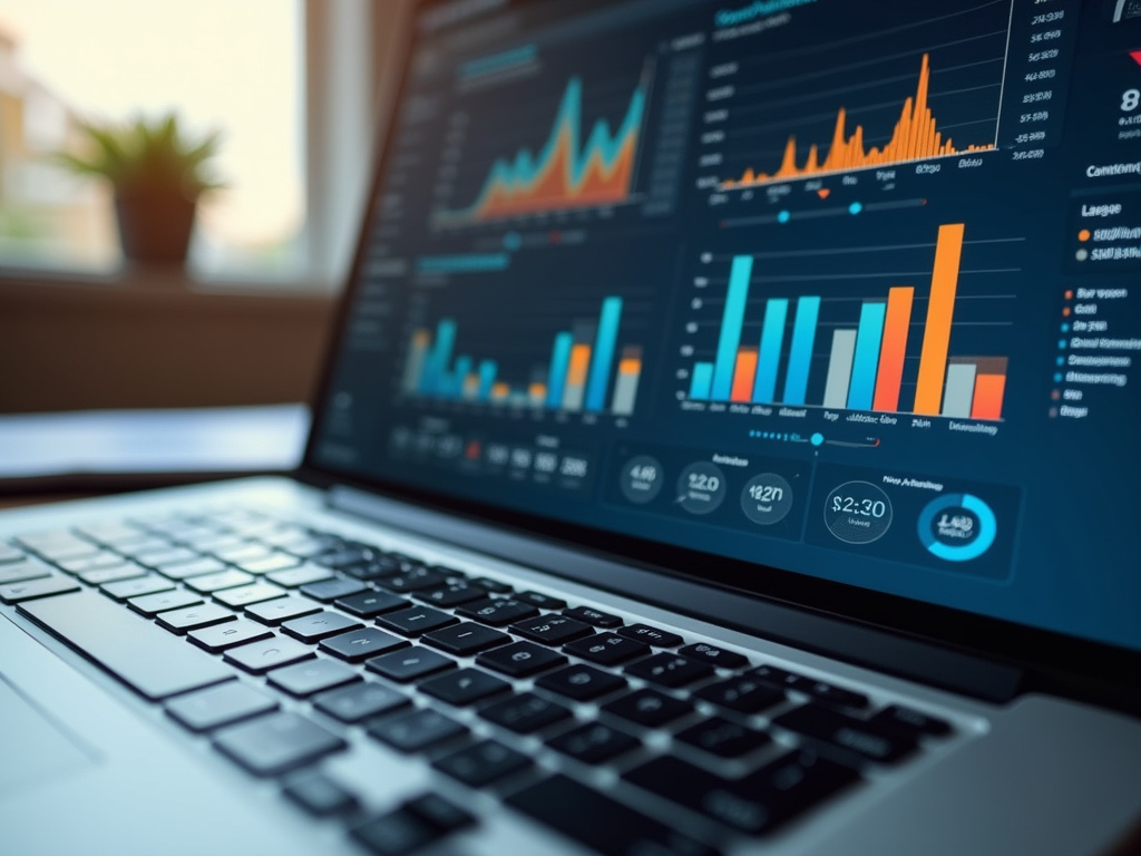 Laptop analytics dashboard โ SEO agency Miami Beach