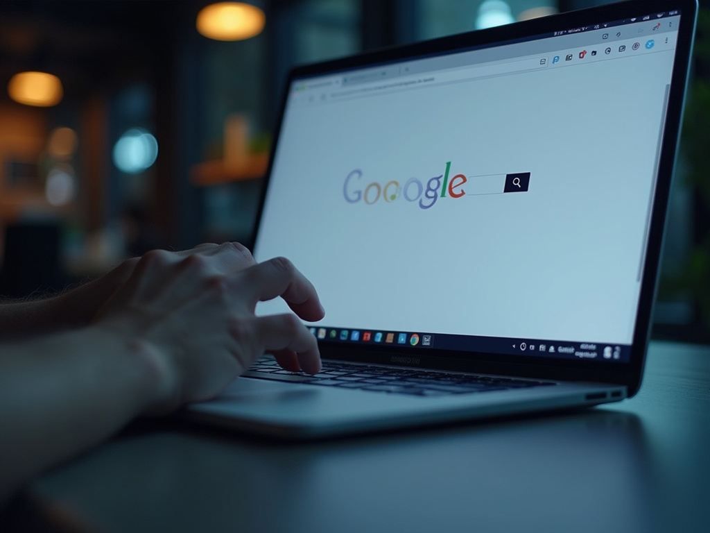 Laptop search screen — Google AI Overviews SEO