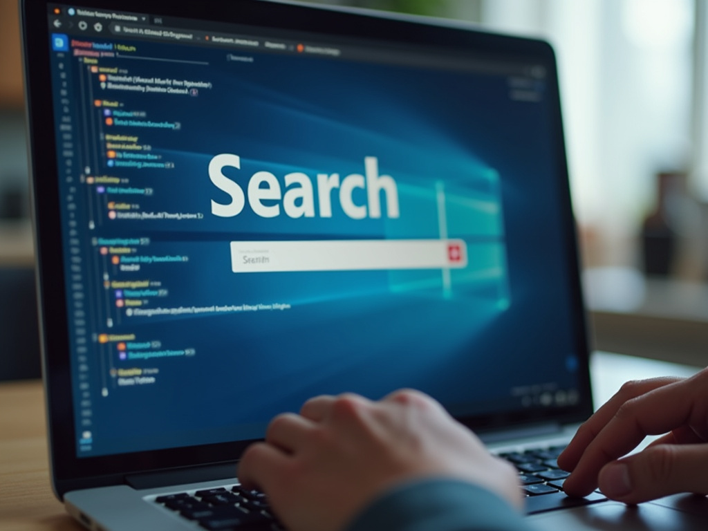 Laptop search screen — Google AI Overviews SEO
