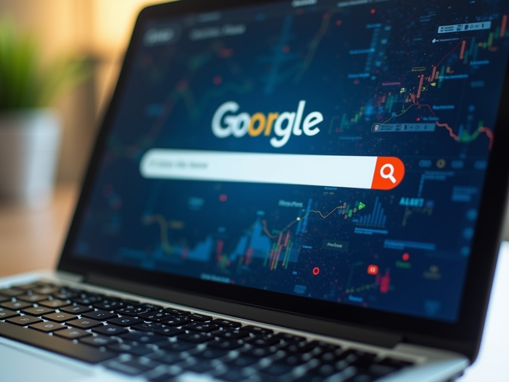 Laptop search screen — Google AI Overviews SEO